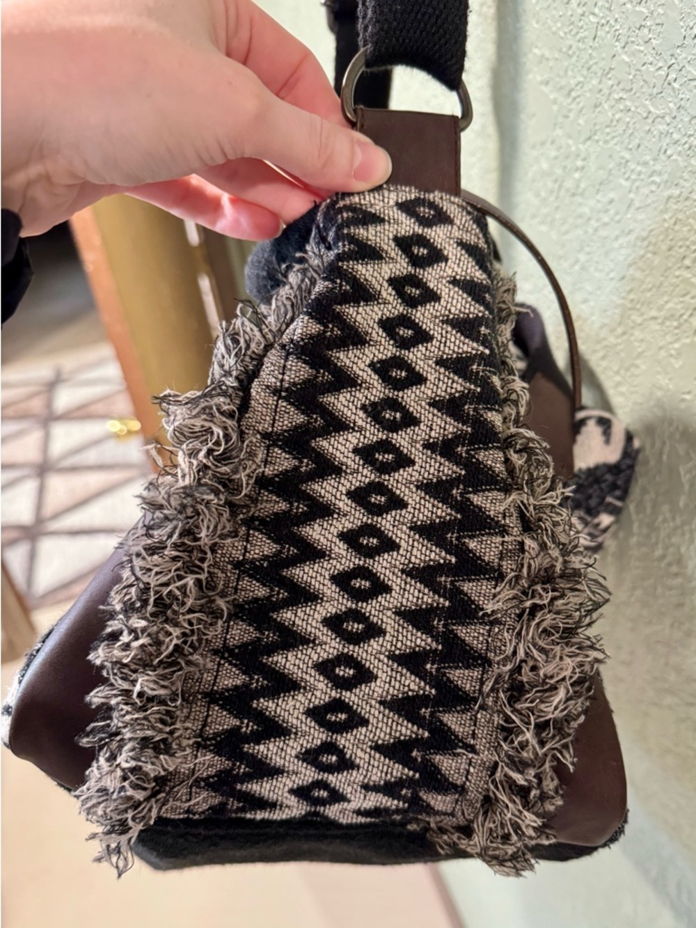 Black and Cream Tribal Pattern Weekend Tote Bag- Mossimo Supply - Picture 3 of 8